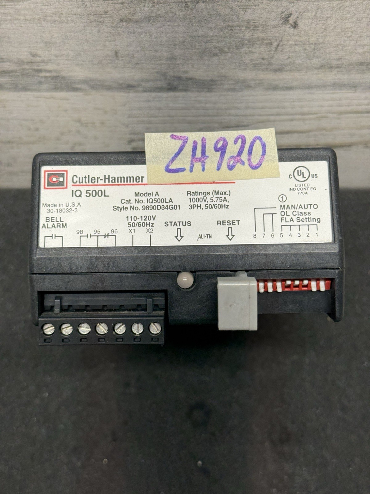 Eaton Cutler-Hammer IQ500LA Motor Protection Relay - Nice