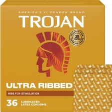 Trojan Ultra Ribbed Lubricated Latex Condoms Value Pack - 36ct