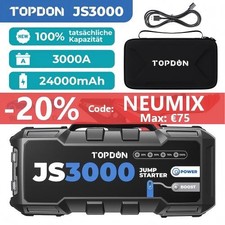 TOPDON JS3000 3000A 24000mAh 12V Auto Starthilfe Jump Starter Booster Powerbank