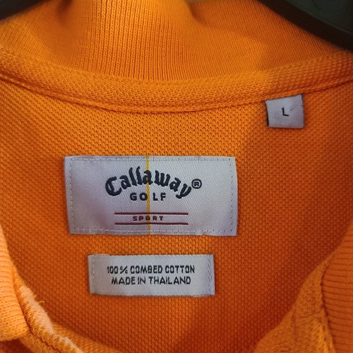 Polo sportiva Callaway Golf manica corta arancione cotone pettinato uomo nuova con etichetta taglia large - Foto 5 di 9