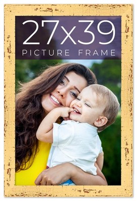 27x39 Frame Yellow Real Wood Picture Frame Width 1.25 inches | Interior Frame De