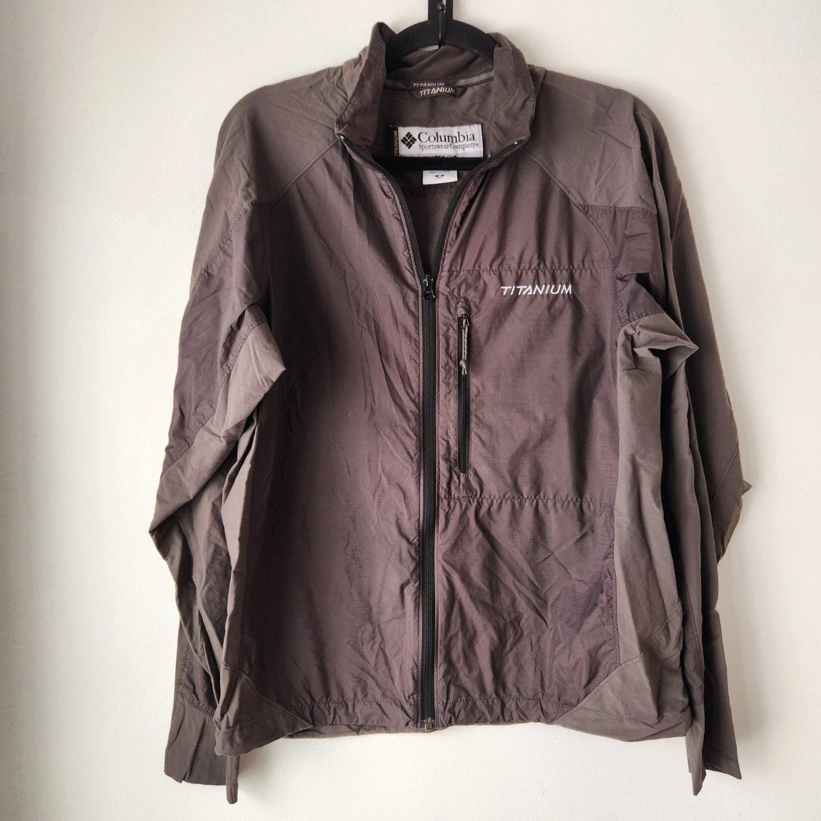 Columbia Titanium Grey Lightweight Full-Zip Jacket Hiking Fishing Men's M