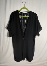 Womens Sheer Crochet Lace Black Kimono Duster Boho Indie Fairy Whimsigoth Sz XS