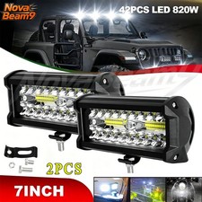2x 7inch 30000lm Led Work Light Bar Flood Spot Pod Offroad Fog Driving Atv Truck