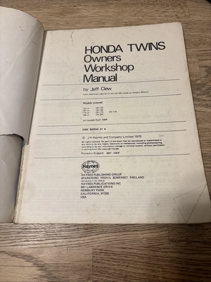 Honda CB125 160 175 200 Twins 1964 Onwards Haynes Workshop Manual 1975 - Image 3 of 4