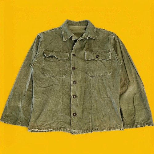 Vintage US Army Utility Fatigue Shirt Herren M OG 107 HBT Herringbone Twill Jacke