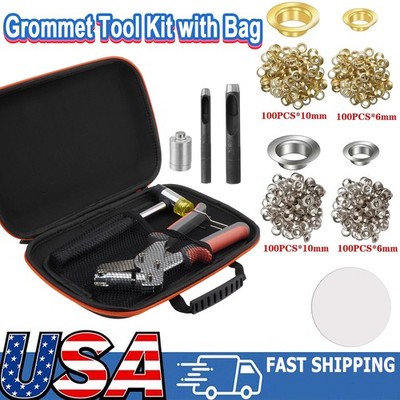 Grommet Tool Kit, Handheld Hole Punch Pliers, Hammer, Hole Punch, 400PCS Eyelets