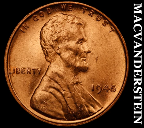 1945 Lincoln Wheat Cent- Red- Choice Gem Brilliant Uncirculated Luster #J4681