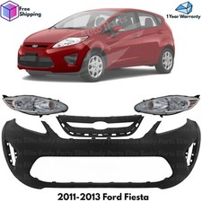 Front Bumper Cover Paintable & Grille Assembly Kit For 2011-2013 Ford Fiesta