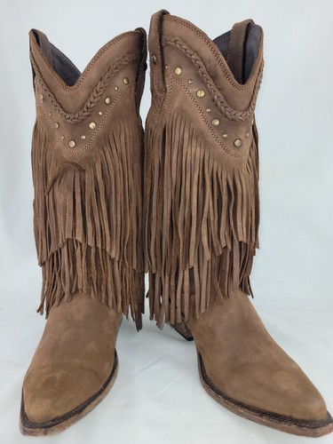 LIBERTY BLACK Vegas Fringe Boots Faggio Cowgirl Western Boots Women's Size 8.5