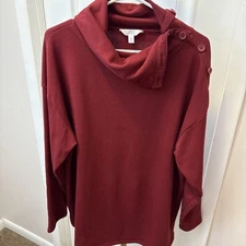 Time and Tru Women’s SizeXXL(20) Red Cowl Neck Cotton,polyester Blend Stretch