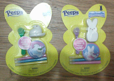 2 NEW PEEPS washables color over & over flocked chick & bunny washable markers