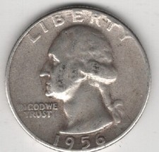 1956 P QUARTER 90% SILVER 25 CENTS PHILADELPHIA UNITED STATES OF AMERICA USA 25¢