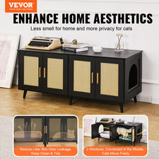 VEVOR Cat Litter Box Enclosure for 2 Cats, Litter Box Furniture Hidden with Ratt