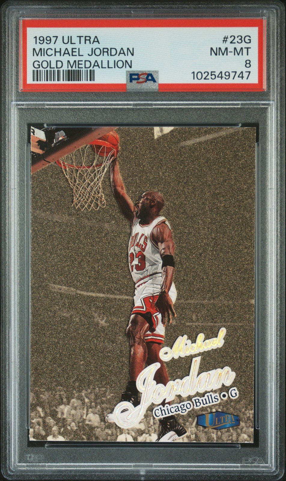 1997 ULTRA GOLD MEDALLION #23G MICHAEL JORDAN PSA 8