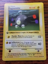 1st Edition Shadowless Magnemite 53/102 Pokemon Base Set WOTC | LP