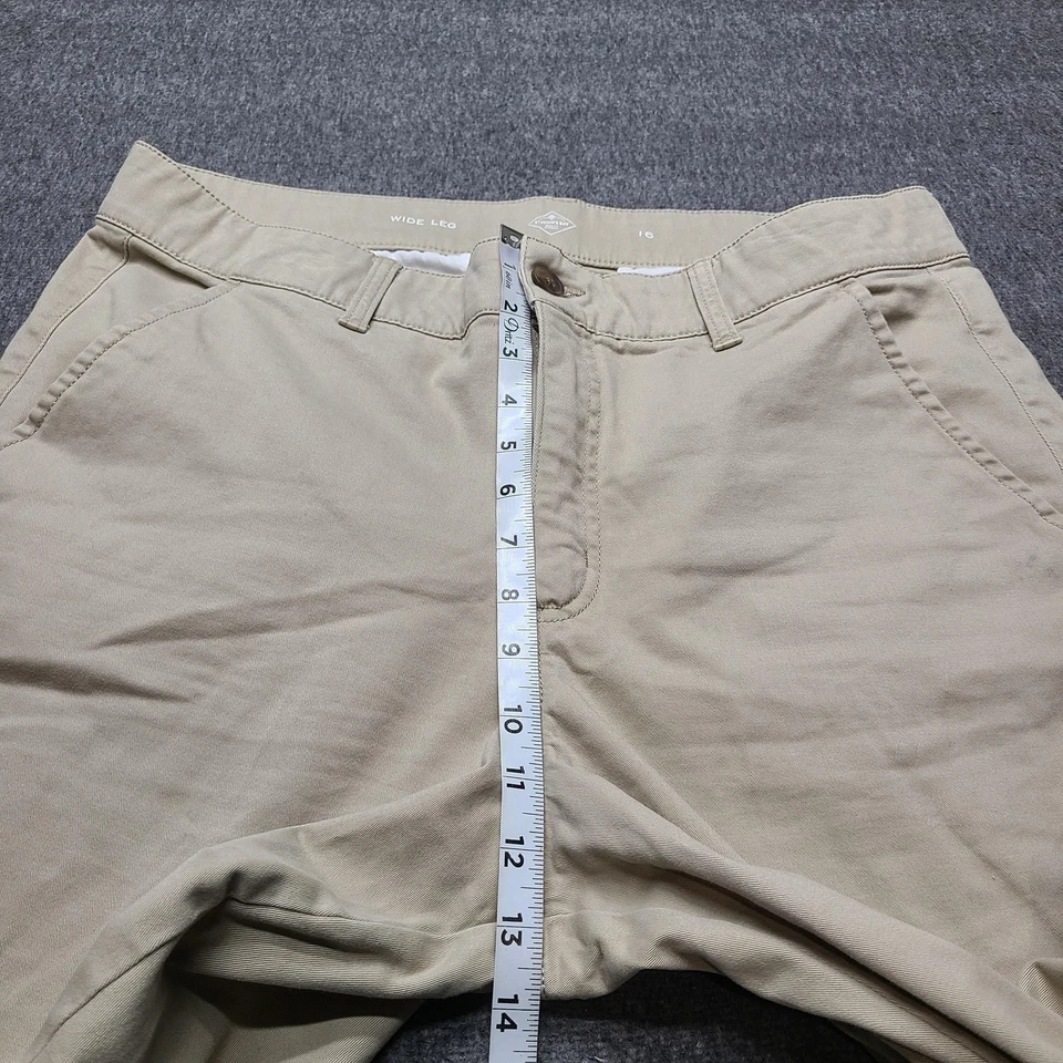 Pantalones para mujer St. John's Bay 16 caqui beige pierna ancha elásticos chinos frente plano Foto 4 de 4