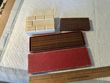 3 Old Vintage Cribbage Boards including Drueke No. 1 with Original Box