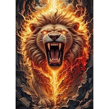 Diamond Art Painting Kits for Adults Beginner,fierce lion DIY 5D Modern Lion