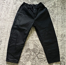 Zara Women's Black Solid Ankle Pants Flat Front Cotton Blend Button Zip 8
