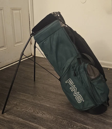 PING HOOFER 2 STAND BAG 4 WAY DIVIDERS GOLF CARRY BAG, GREEN "NO RAIN COVER"