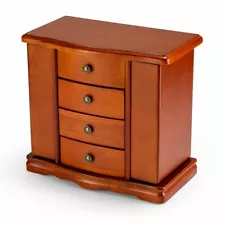 Contemporary 18 Note Wooden Musical Jewelry Box With Pew - Over 400 Song Choices