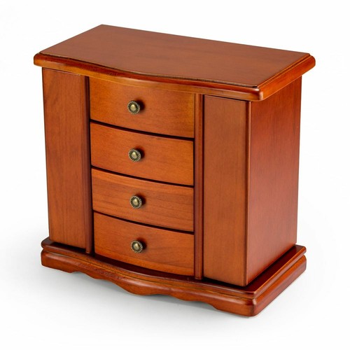 Moderne 18 Noten Holz Spieluhr Schmuckschatulle mit Kirchenbank - über 400 Lieder zur Auswahl - Bild 1 von 4