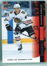 2020-21 Upper Deck Dominik Kubalik debut dates insert hockey card