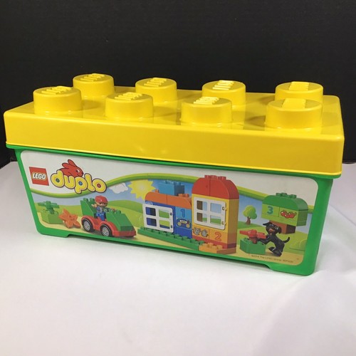 LEGO Duplo Brick Green Yellow Lid Storage Container With 60 Various Pieces - Picture 8 of 10