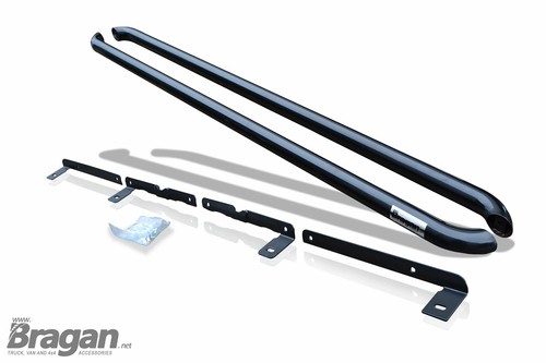 Side Bars - CURVED To Fit Volkswagen Transporter T5 2010 - 2015 LWB Van - BLACK - Picture 5 of 8