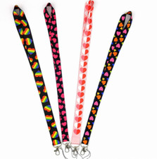 10pcs Popular heart-shaped Neck Strap Lanyard Key chain Card Badge Holder