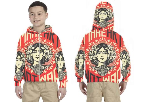 Kids Hoodie Make Art Not War Hoodie Unisex For Children - Picture 2 of 4