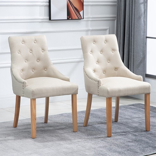 1/2/4/6 Dining Chairs Armchair High Back Linen/Velvet Upholstered Wood Legs Home - Picture 85 of 168