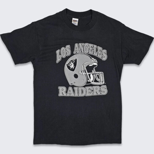 Los Angeles Raiders Vintage 90s Trench T-Shirt - Single Stitch NFL Black Tee