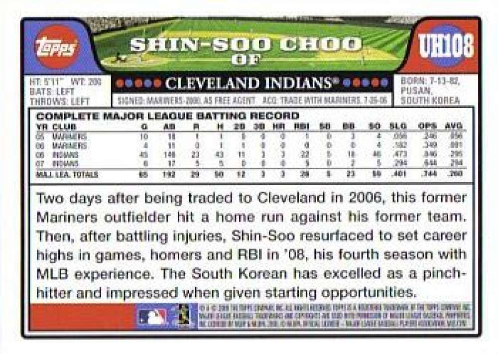 2008 Topps Update #UH108 Shin-Soo Choo Indians | eBay