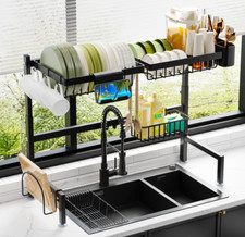 ADBIU Expandable Over The Sink Dish Drying Rack   2-Tier Large Snap-On Design