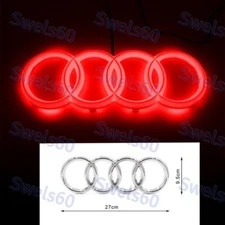 Red LED Light Emblem For Audi A1 A3 A4 A5 A6 A7 Q3 Q5Q7 Chrome Front Grill Badge