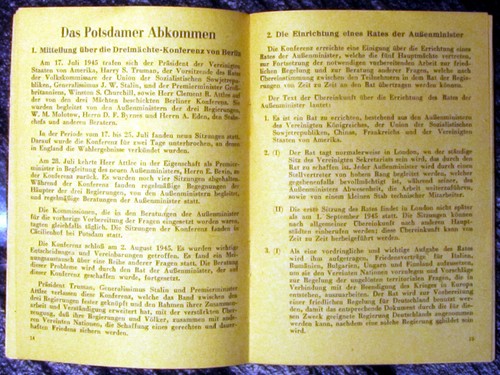Alte antike Broschüre: Teheran-Jalta-Potsdamer Abkommen; Original August 1953 - Bild 4 von 6