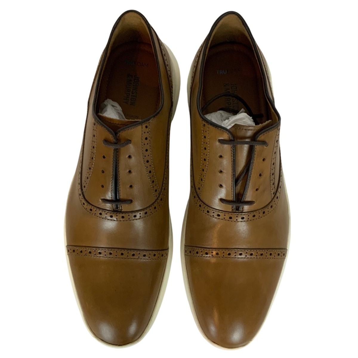 Johnston & Murphy Hennings Cap Toe Oxfords Mens 11M Brown Leather TruFoam Sole Johnston & Murphy Hennings Cap Toe Oxfords Mens 11M Brown  main image 2