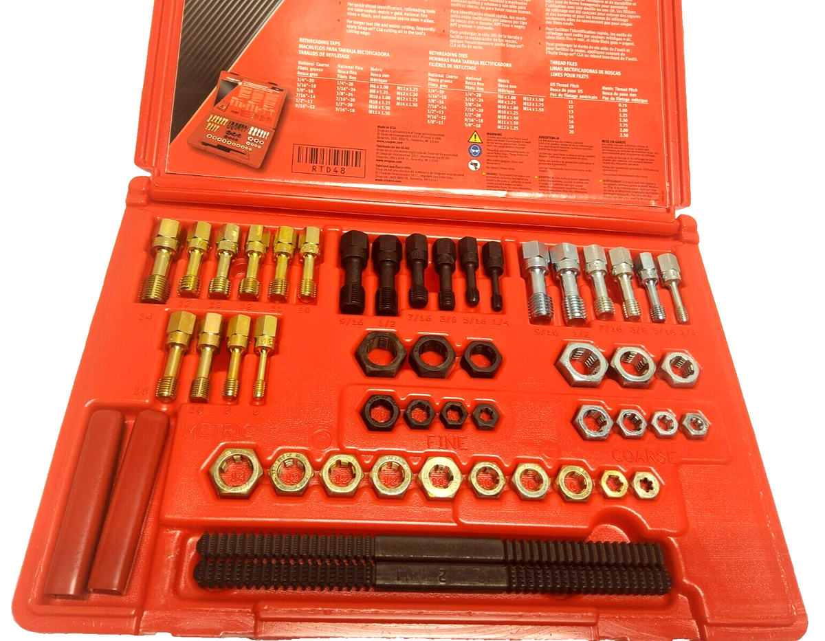 Snap-on 48pc SAE & Metric Master Rethreading Tap & Die Set RTD48