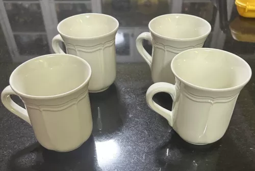 Mikasa FRENCH COUNTRYSIDE F9000 White Coffee Mugs Cups Set Of 4