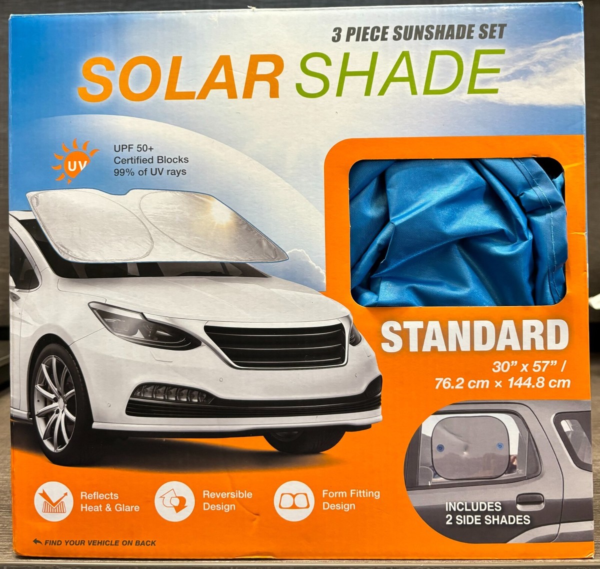 クウネル・サンダースページ Solar Shade 3 Piece Sunshade for Car, Truck, SUV - Standard 30