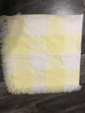 VTG Baby Infant Blanket Hot Air Balloons Baby White Yellow Fringe HTF 46  X 46  