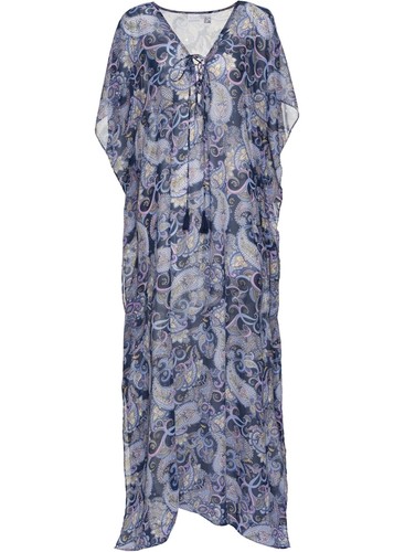 Strand Maxikleid recyceltem Polyester Gr. 40/42 Blau Lila Maxi Beach-Kleid Neu