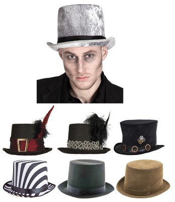 Cappello Cilindro Uomo Accessori Costume Carnevale Mago - Molti Varianti |  eBay