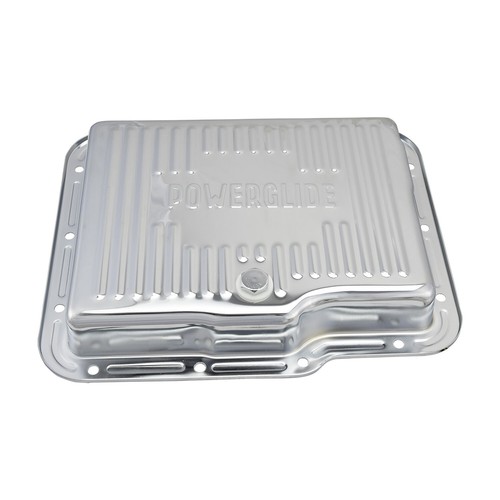 GM Chevy Powerglide Chrome Steel Transmission Oil Pan Kit W/ Gasket & Bolts - Foto 12 di 13