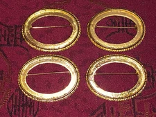4 Vintage GoldTone Oval 40mm x 30mm Cameo Cabochon Brooch Pin Frame Settings NOS