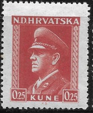 Croatia Wwii 1943 Sc61 Mlh Og Croatia-germany Axis Leader Ante Pavelic