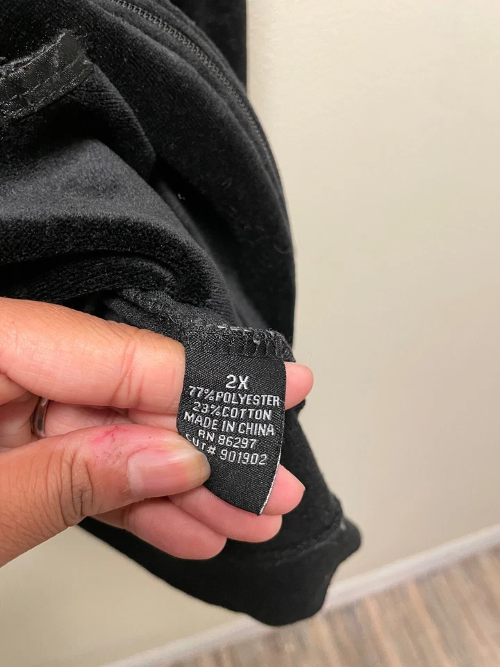 Chaqueta deportiva BCBGMAXAZRIA para mujer 2X terciopelo negro estrás con capucha grunge Y2K Foto 4 de 4