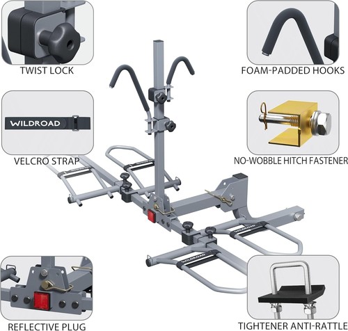 2-Bike Adjustable HItch Rack - Convenient Tilting and Space-Saving Design - Picture 5 of 9